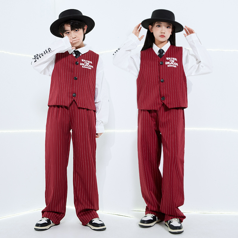 Street Fashion Boy - Set Pakaian Tari Jalanan Bergaris untuk