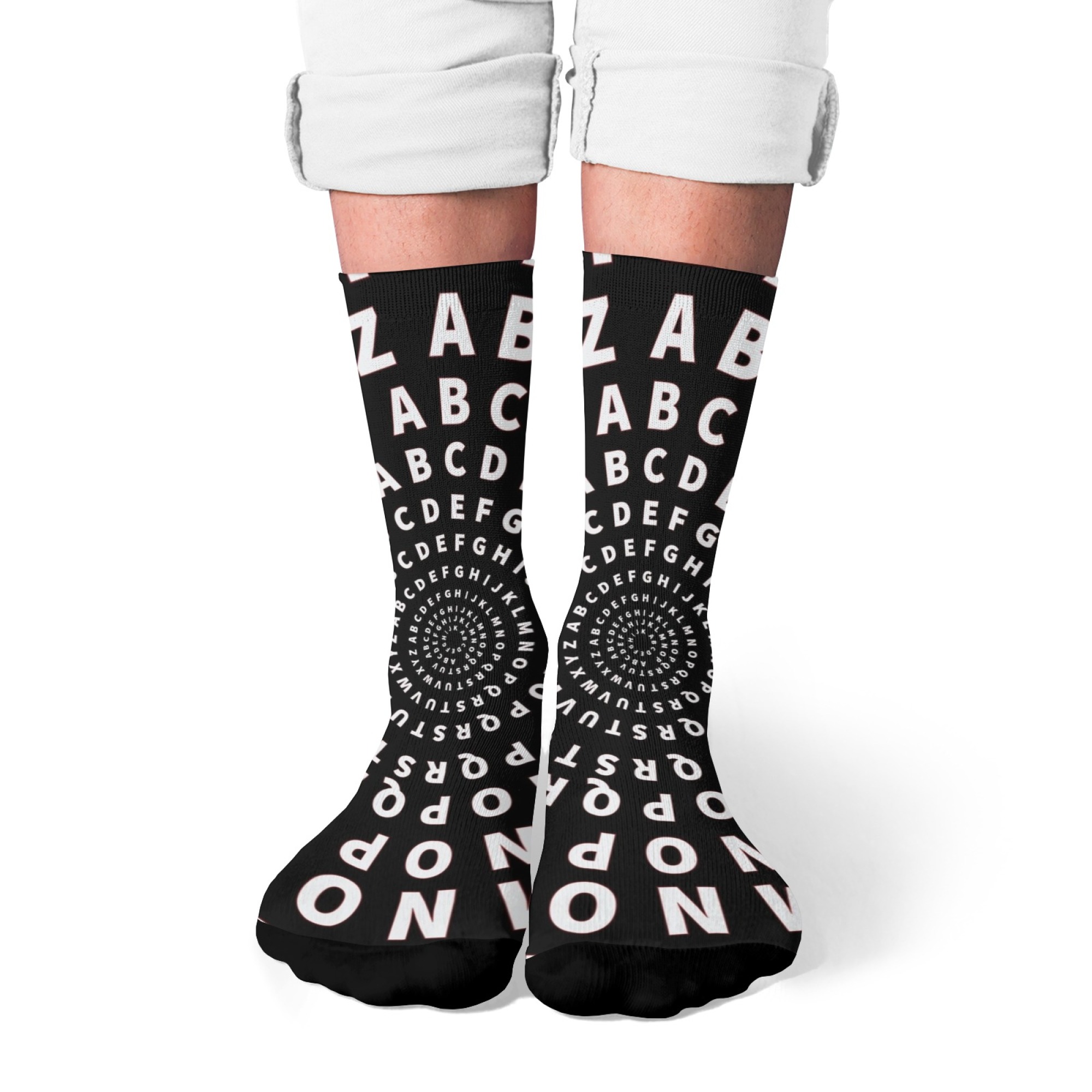 Quirky Street Fashion - Kaos Kaki Pria Motif Huruf Unik,