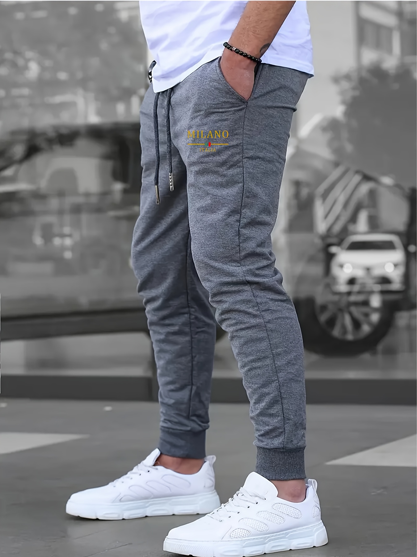 Street Fashion Outfit For Men - Celana Olahraga Pria Kasual Bertema Kota