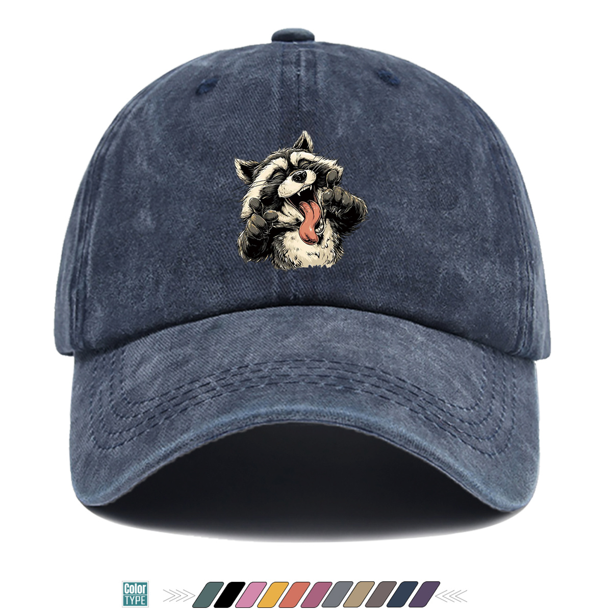 Quirky Street Fashion - 1 Buah Topi Bisbol Motif Rakun