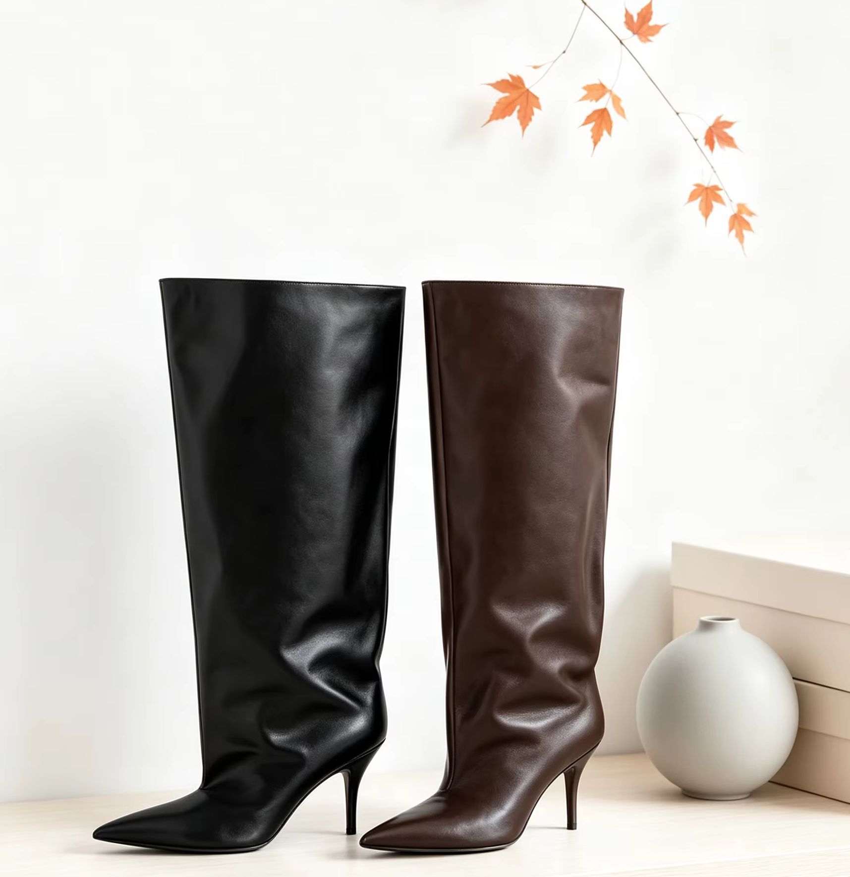 Street Fashion Winter - Sepatu Boot Tinggi Selutut Model Slouch