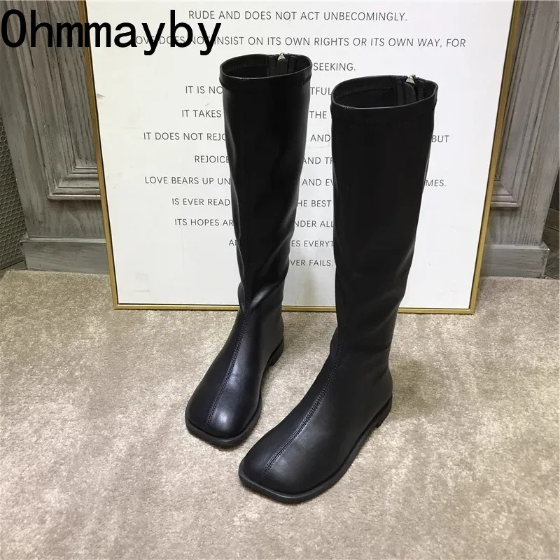 Street Fashion Winter - Sepatu bot panjang selutut untuk wanita,