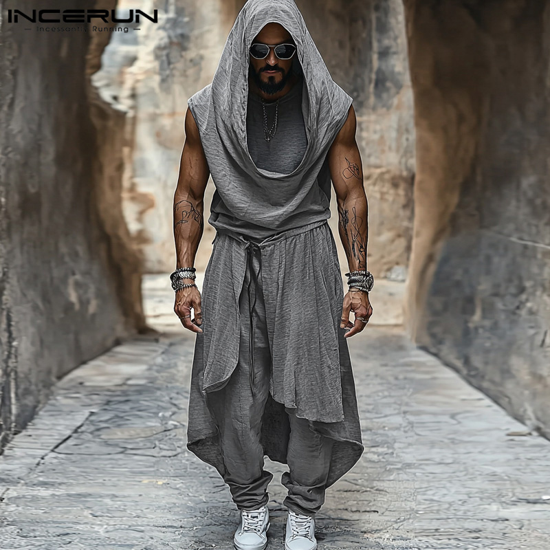 Street Fashion Outfit For Men - Setelan INCERUN pria, setelan 2 potong