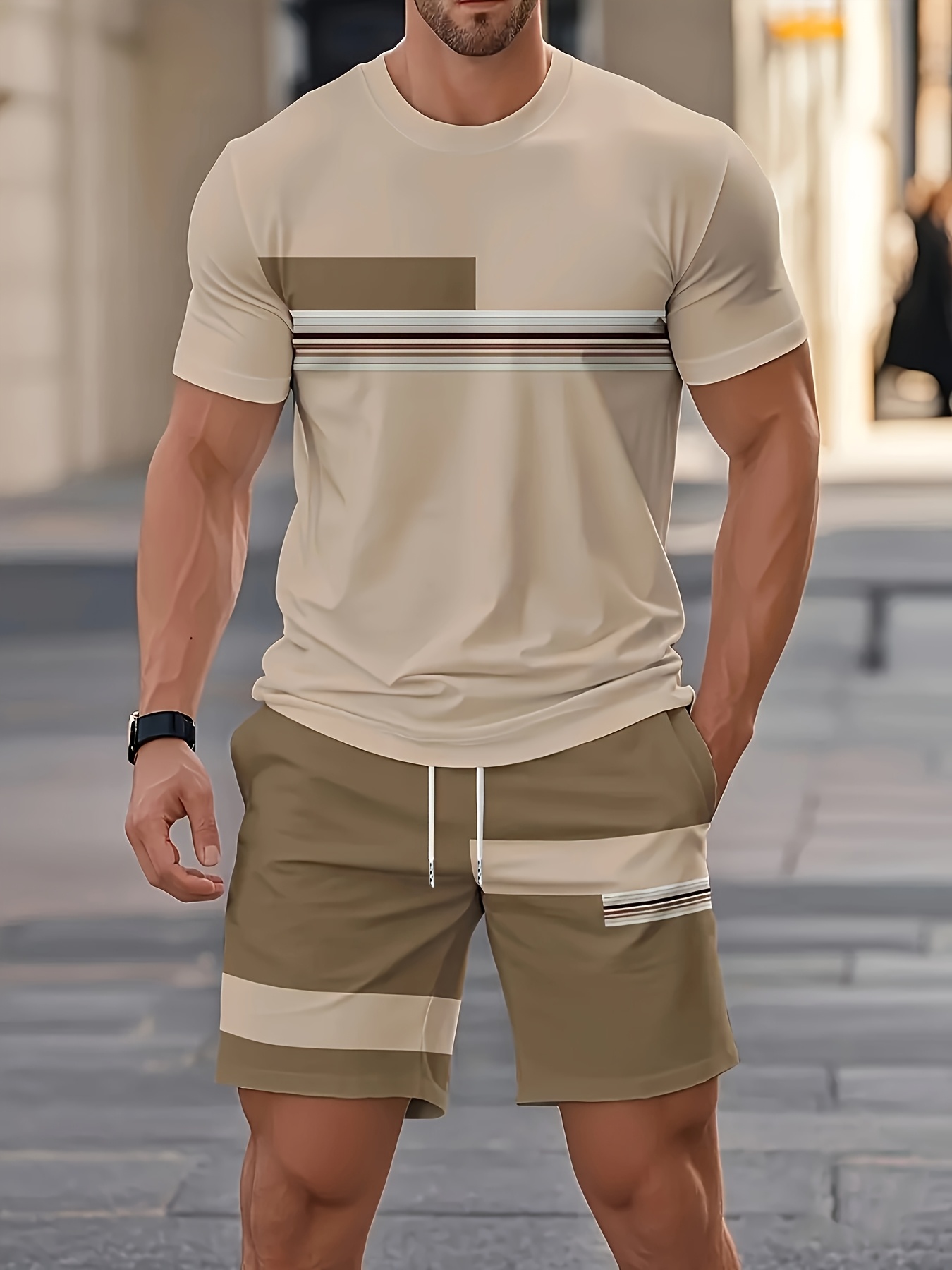 Street Fashion Outfit For Men - Set Pria Musim Panas Atasan Lengan