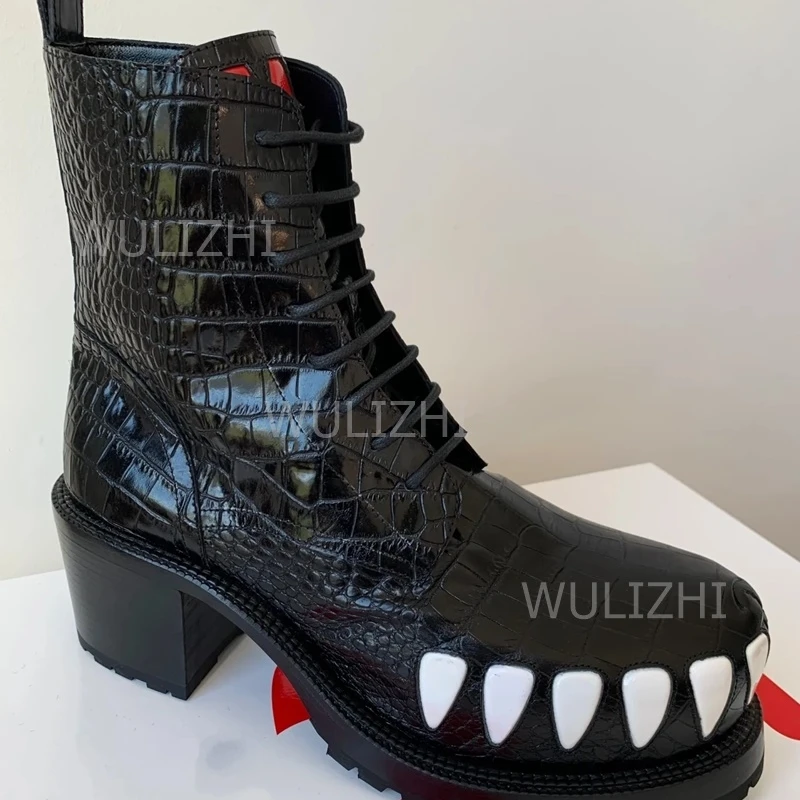 Sepatu Boots Totem Gigi Leopar - Street Fashion Graffiti ulasan dan harga