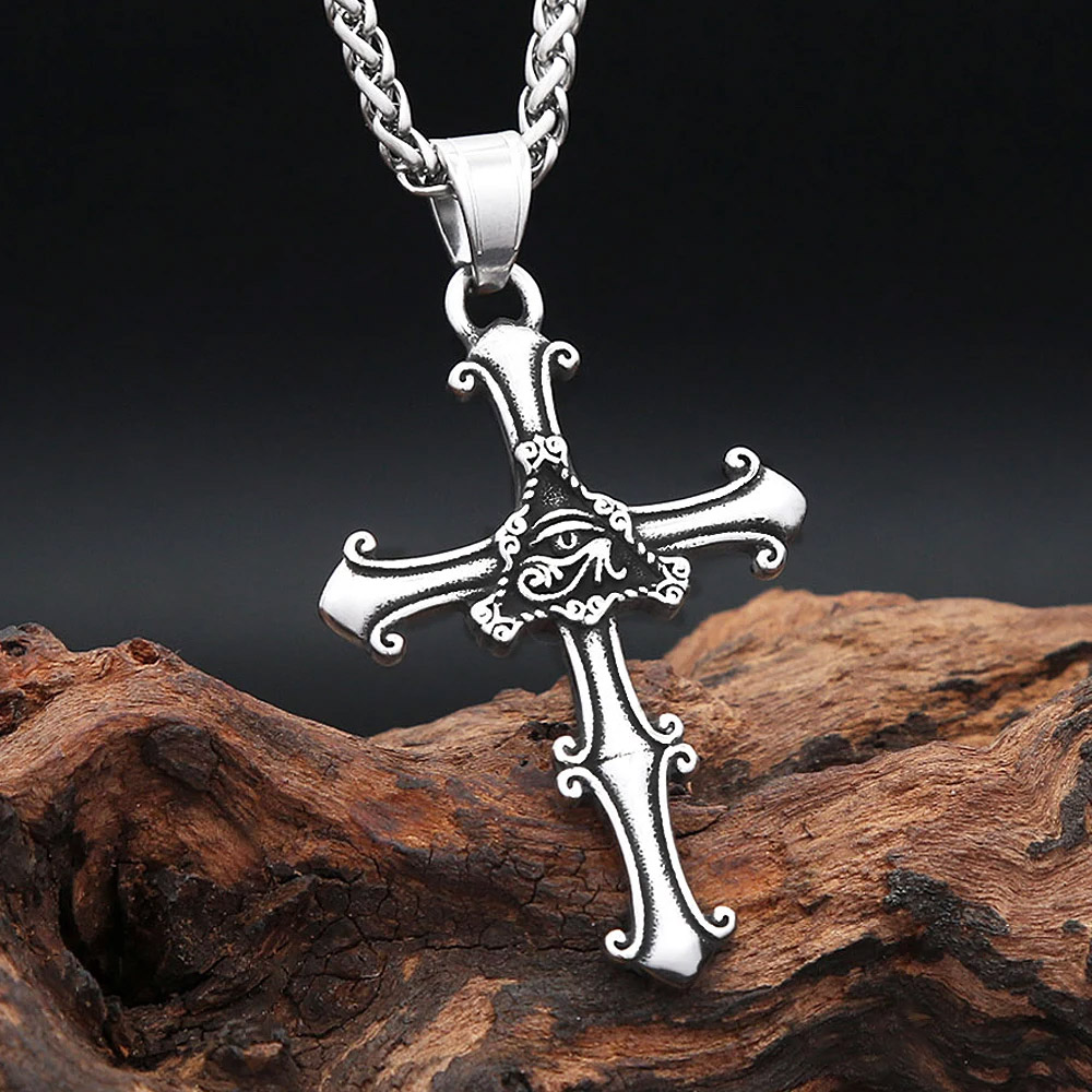 Kalung Liontin Salib Mata yang - Street Fashion Egypt ulasan dan harga