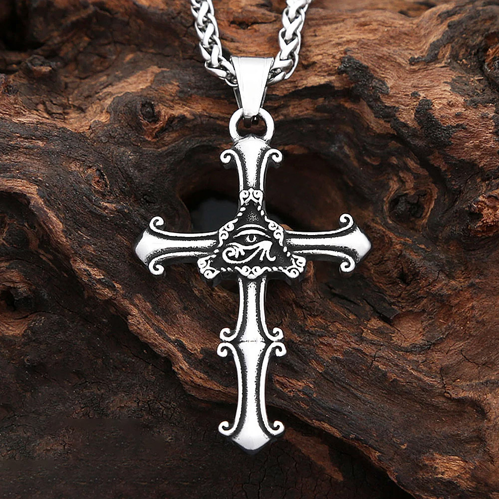 Kalung Liontin Salib Mata yang - Street Fashion Egypt ulasan dan harga