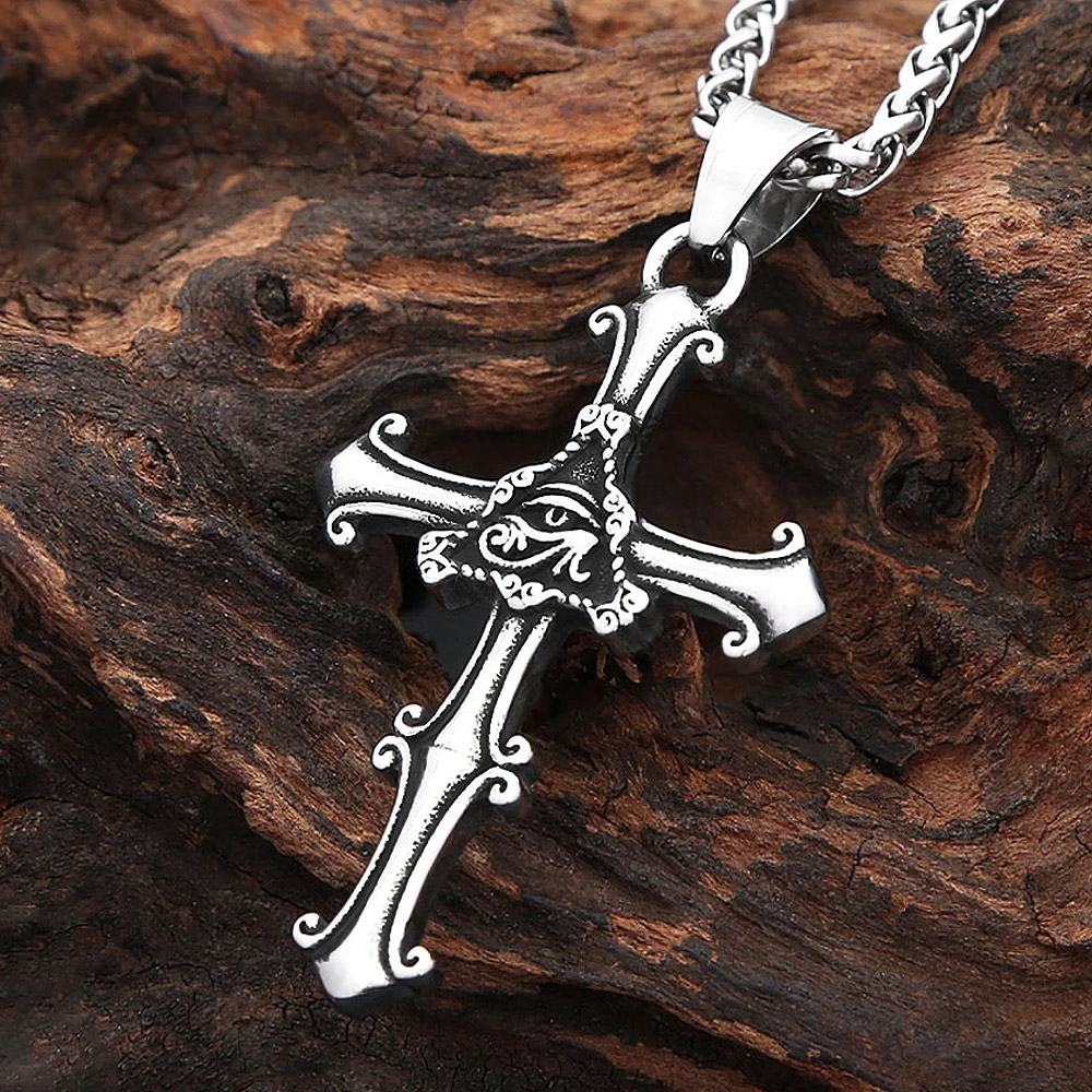 Kalung Liontin Salib Mata yang - Street Fashion Egypt ulasan dan harga