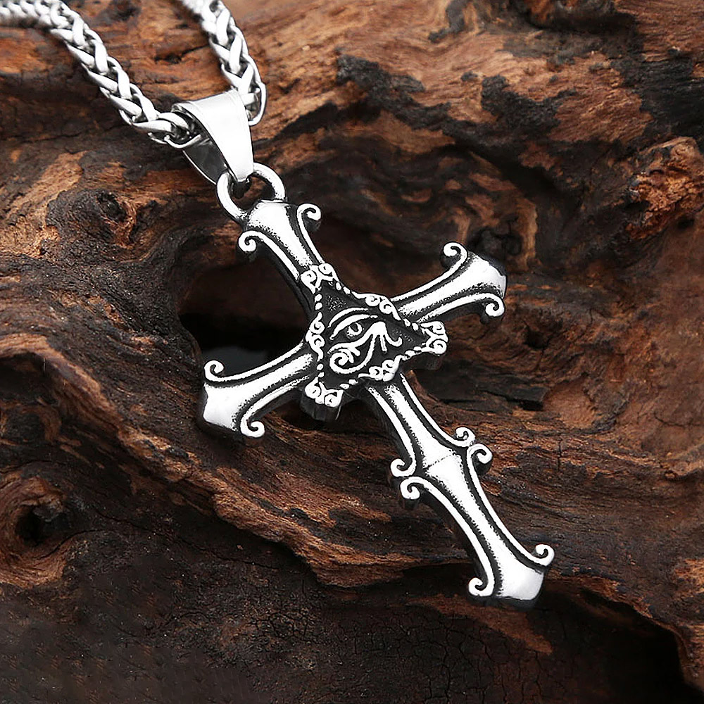 Kalung Liontin Salib Mata yang - Street Fashion Egypt ulasan dan harga