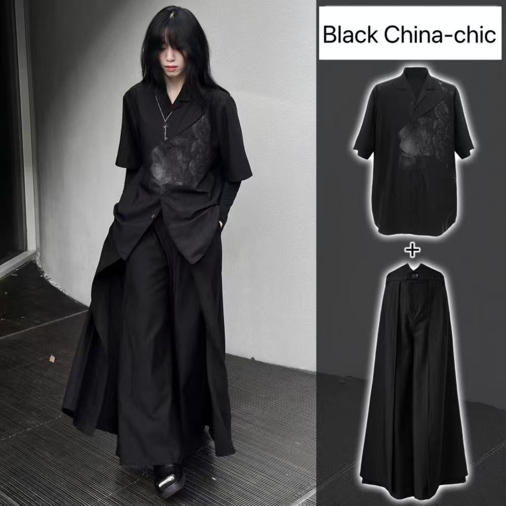 Kostum Gaya Cina Baru Hitam Ke - Street Fashion Outfit For Men ulasan dan harga