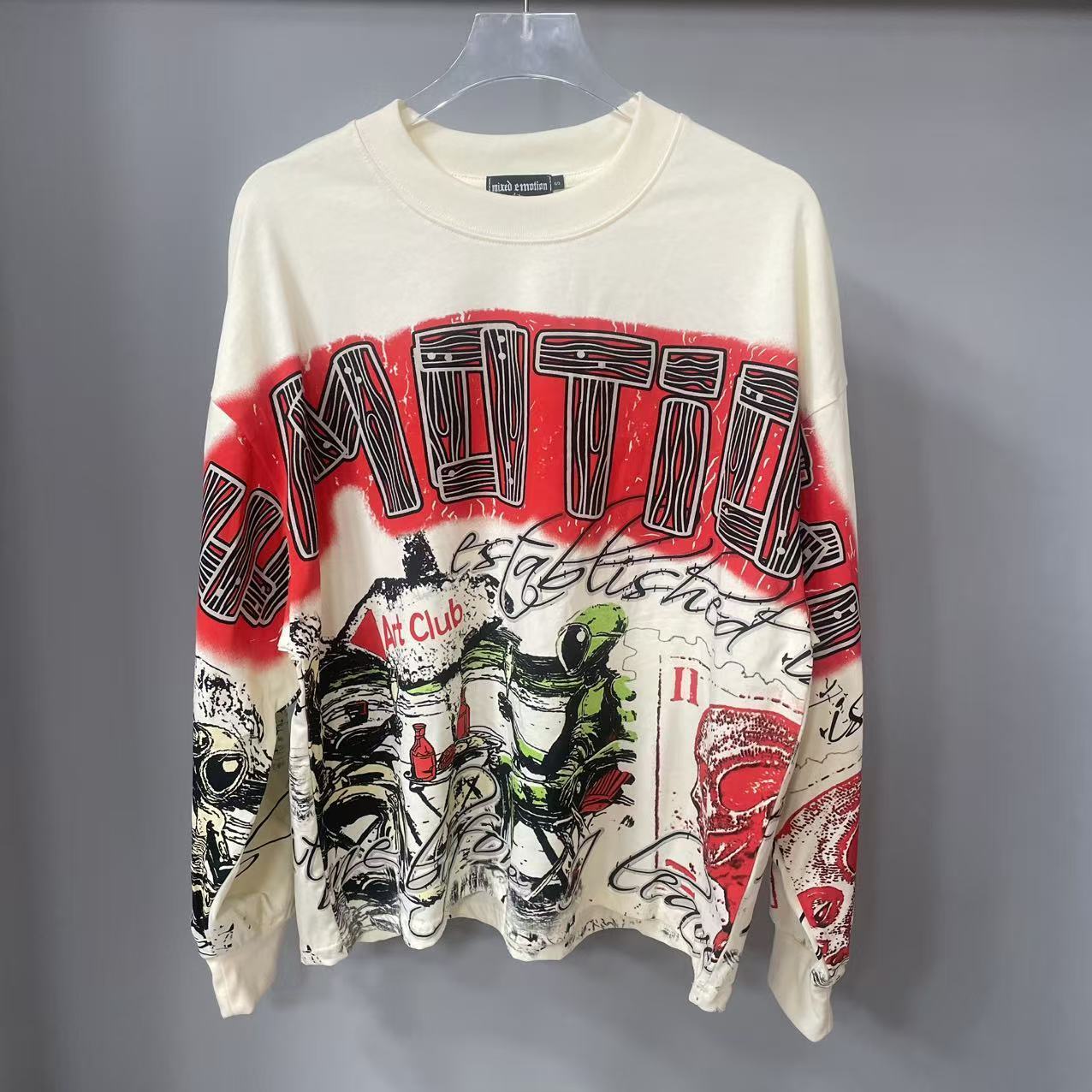 Kaos Lengan Panjang MIXED-EMOT - Street Fashion Style ulasan dan harga
