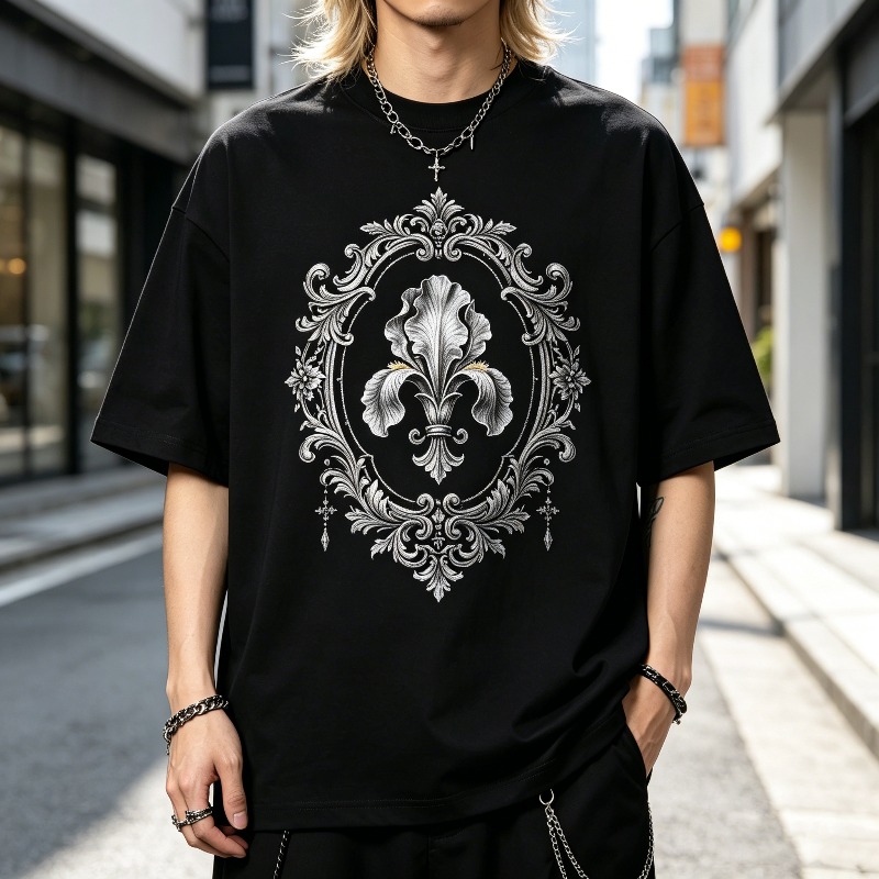 Kaos Grafis Edgy Baroque dan F - Street Fashion Outfit For Men ulasan dan harga