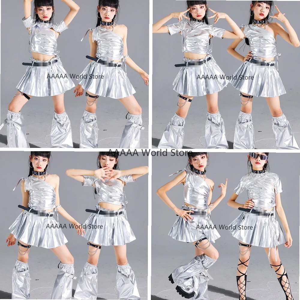 Set Rok Lipit Crop Top Perak C - Street Fashion Europe ulasan dan harga