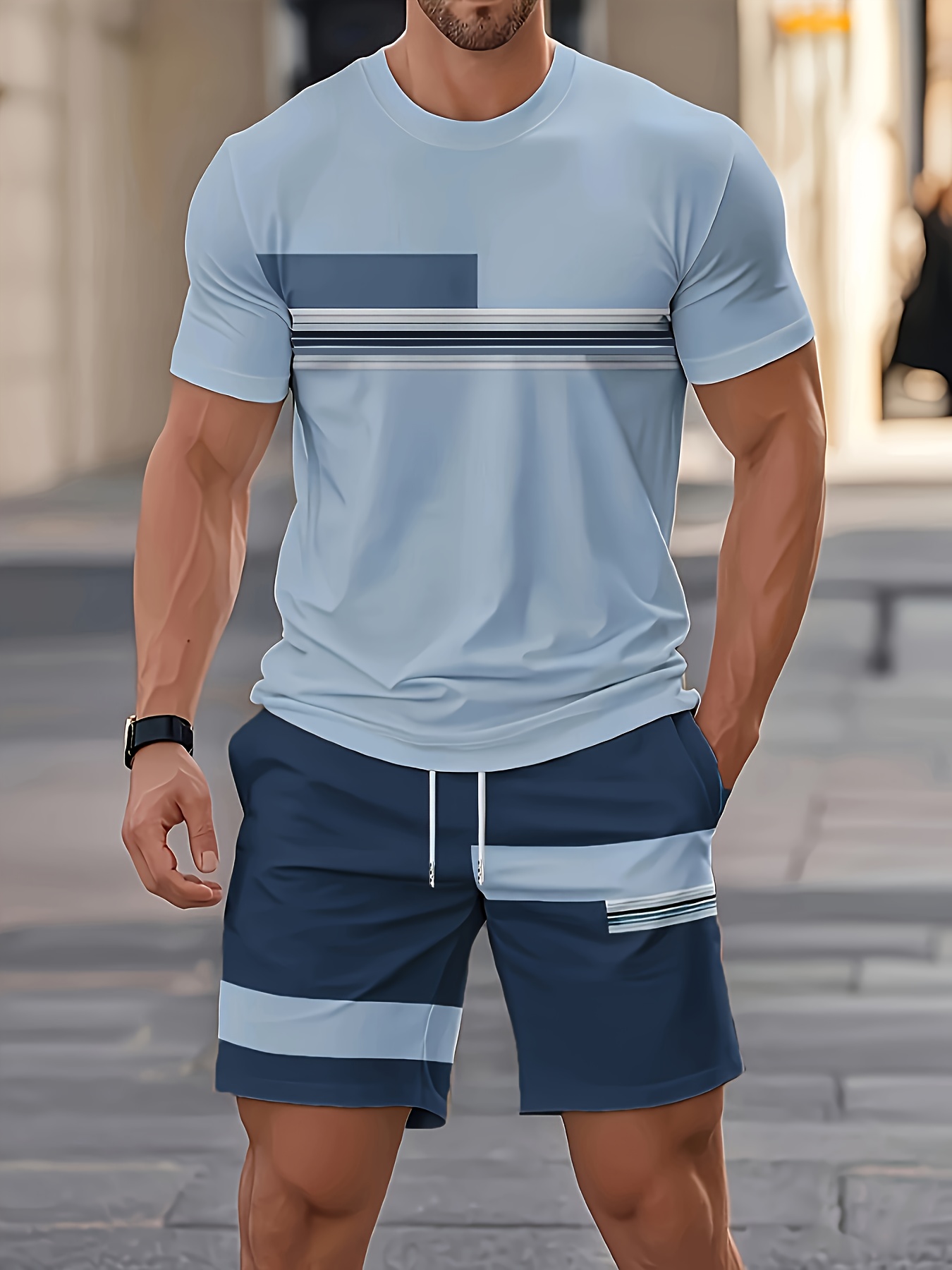 Set Pria Musim Panas Atasan Le - Street Fashion Outfit For Men ulasan dan harga